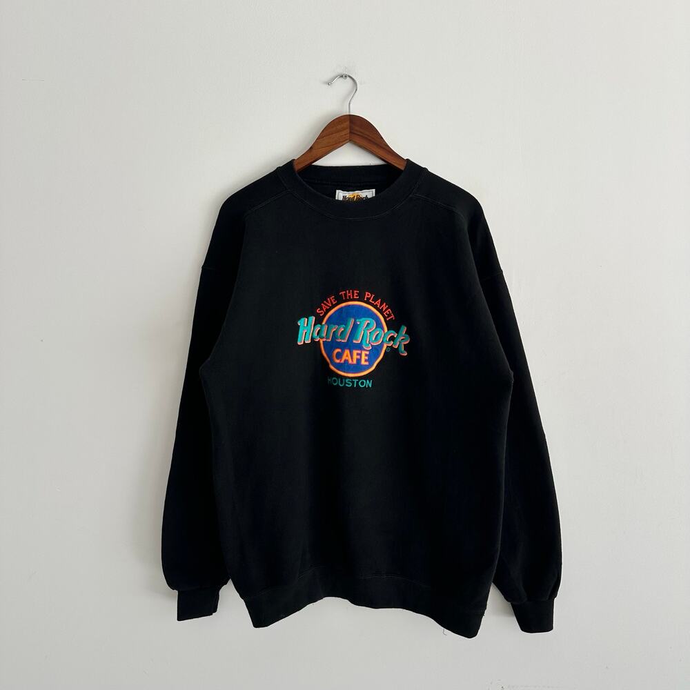 Vtg 90s Hard Rock Cafe Houston Save the Planet Sweatshirt